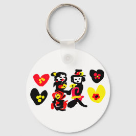 Flowers and black and red Valentine day Nyckelring