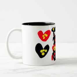 Flowers and black and red Valentine day Två-Tonad Mugg