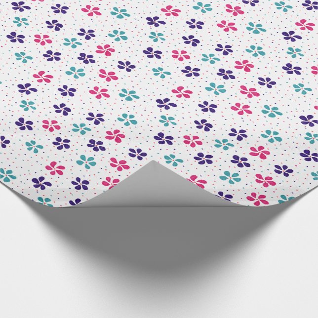 Flowers and Dots Floral Pattern Presentpapper (Hörn)