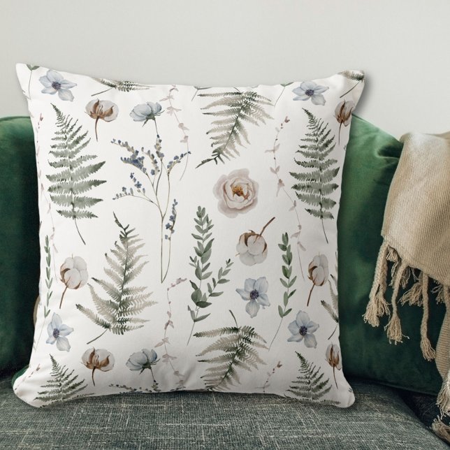 Flowers and Fern Löv Forest Blommigt Botanique Kudde (In situ)