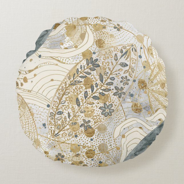 Flowers and leaves combination with lovely Pattern Rund Kudde (Framsidan)