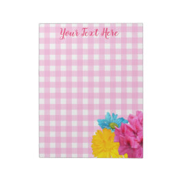 Flowers and Pink Gingham Anteckningsblock