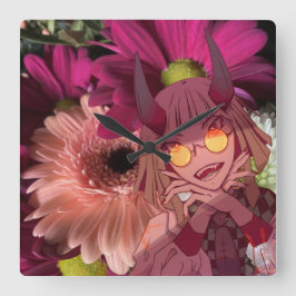 Flowers, anime,  fyrkantig klocka