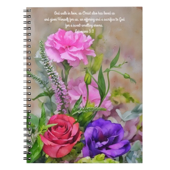 Flowers Art Bible Verse Journal Anteckningsbok (Framsidan)