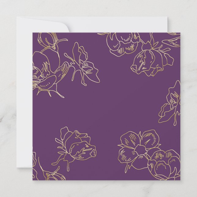 Flowers art nouveau Guld Kort (Framsida)