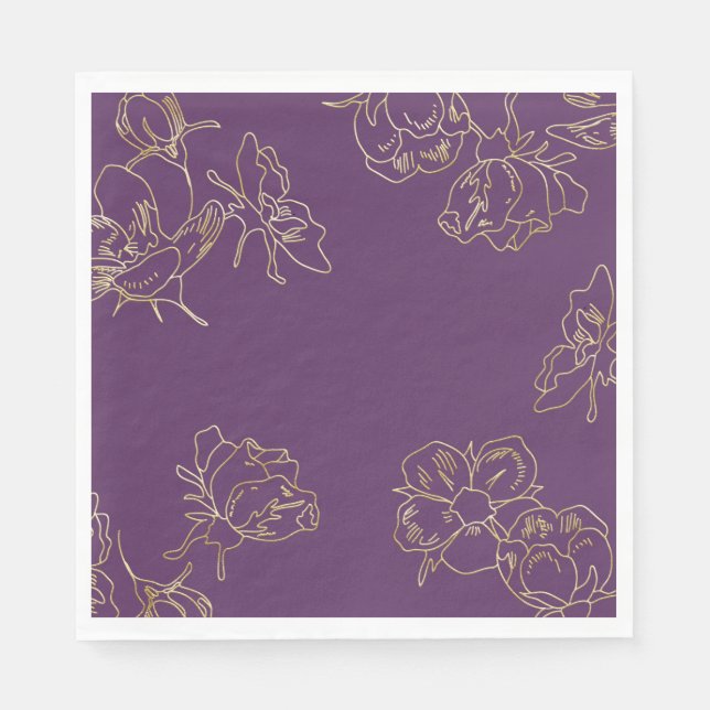 Flowers art nouveau Guld Pappersservett (Framsidan)