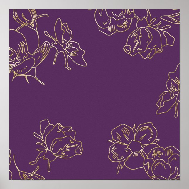 Flowers art nouveau Guld Poster (Framsidan)