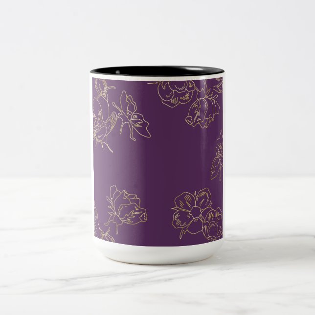 Flowers art nouveau Guld Två-Tonad Mugg (Center)