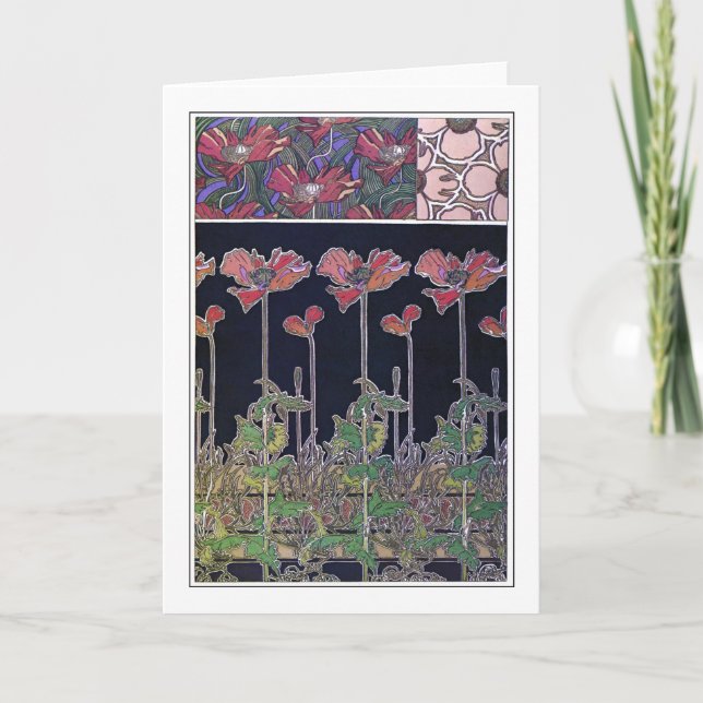 Flowers Art nouveau Stil, Mucha Kort (Framsida)