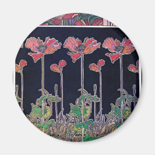 Flowers Art nouveau Stil, Mucha Magnet