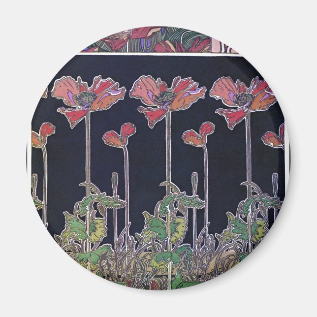 Flowers Art nouveau Stil, Mucha Magnet (Framsidan)