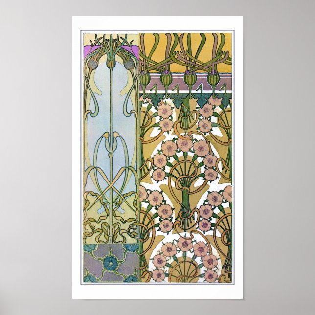 Flowers Art nouveau Stil, Mucha Poster (Framsidan)