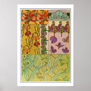 Flowers Art nouveau Stil, Mucha Poster