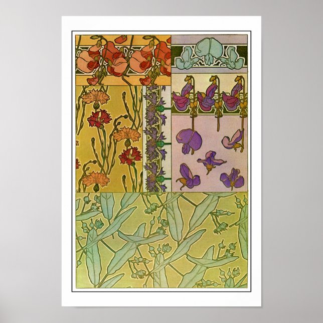 Flowers Art nouveau Stil, Mucha Poster (Framsidan)