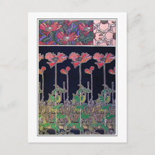 Flowers Art nouveau Stil, Mucha Vykort