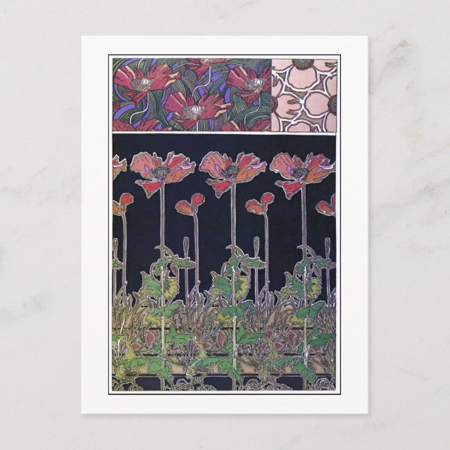 Flowers Art nouveau Stil, Mucha Vykort (Framsida)