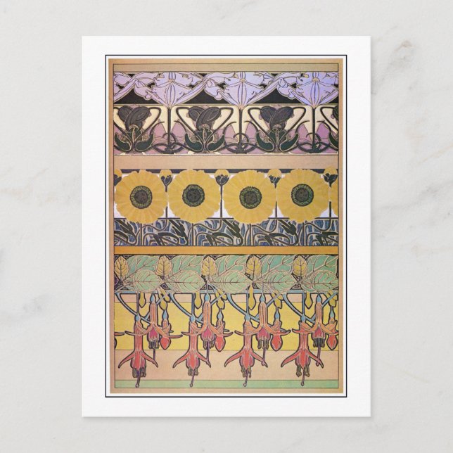 Flowers Art nouveau Stil, Mucha Vykort (Framsida)