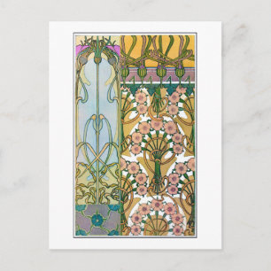 Flowers Art nouveau Stil, Mucha Vykort