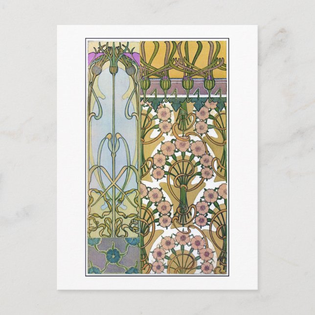 Flowers Art nouveau Stil, Mucha Vykort (Framsida)