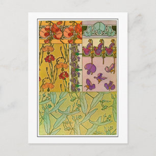 Flowers Art nouveau Stil, Mucha Vykort