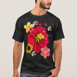Flowers Bee Funny Retro style Novelty Nature T Shirt