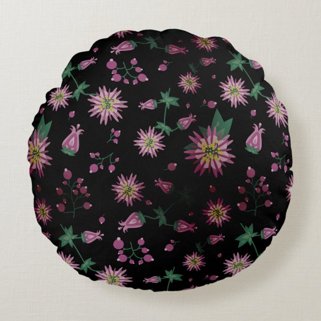 Flowers & Berries Fog Rund Kudde (Framsidan)