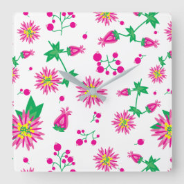 Flowers & Berries Fyrkantig Klocka