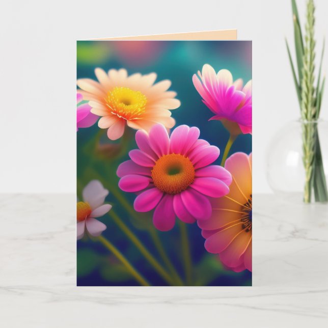 FLOWERS BIRTHDAY FLORFUL GREETARD TACK KORT (Framsida)