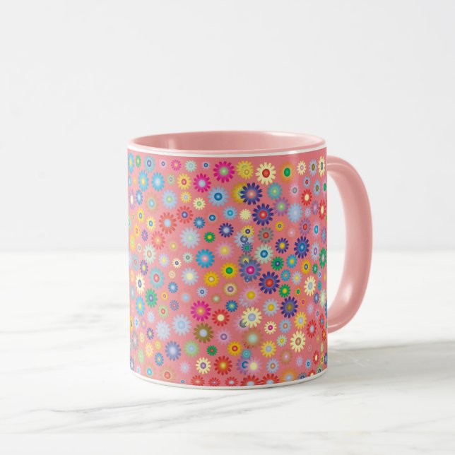 Flowers blommigt mönster Rosa Natature Mugg (Framsida höger)
