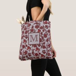 Flowers Bohemian Chic Blommigt Boho Red Grått Mono Tygkasse