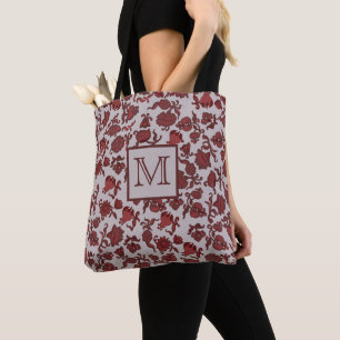 Flowers Bohemian Chic Blommigt Boho Red Grått Mono Tygkasse
