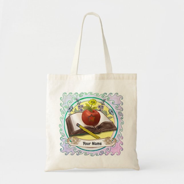 Flowers Bok Teacher Tote Bag Tygkasse (Framsidan)