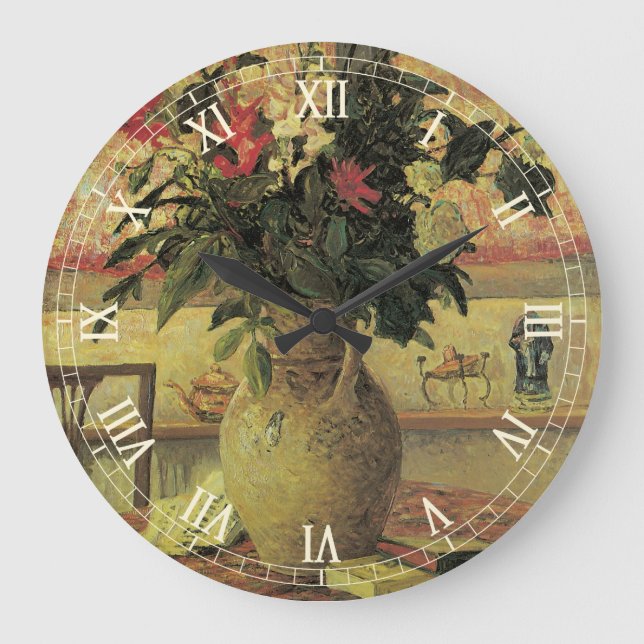 Flowers Bouquet at Window av Maxine Maufra Stor Klocka (Framsida)