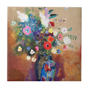 Flowers Bouquet av Odilon Redon Kakelplatta