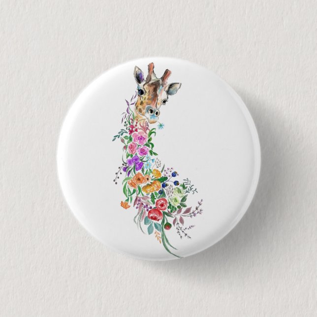 Flowers Bouquet Giraffe Button Knapp (Framsida)