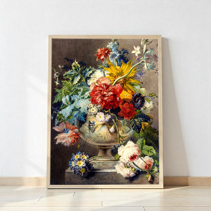 Flowers Bouquet i Vas av Johannes van Os Poster