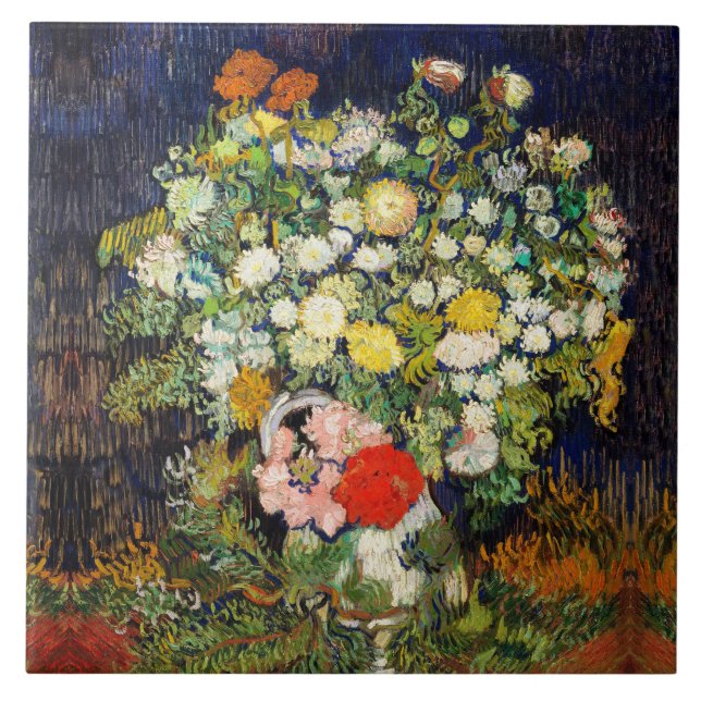 Flowers Bouquet i Vas av Vincent Van Gogh Kakelplatta (Framsidan)