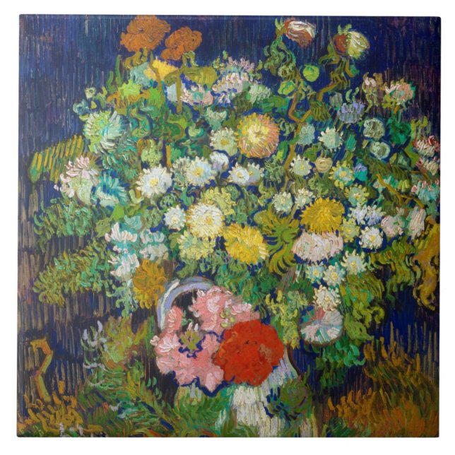 Flowers Bouquet i Vas, Van Gogh Kakelplatta (Framsidan)