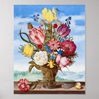 Flowers Bouquet på en Ledge-Ambrosius Bosschaert Poster