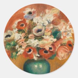Flowers by August Renoir, Art Runt Klistermärke