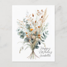Flowers Calligraphy Grattis på födelsedagen