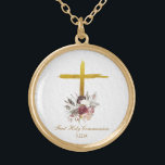 *~* Flowers Communion AP35 Christian Confirmation Guldpläterat Halsband<br><div class="desc">(sök-ID AP35 för liknande formgivning och AP40 )) Flowers Blommigt Bouquet of Flowers vid basen av en rustik slättland Guld Jesus Kor. Ta bort, ändra storlek på och redigera spelar ingen roll inslag som du vill och kan. Konvertera designen för det bra visningssyfte du vill ha. Överför den till vilken...</div>
