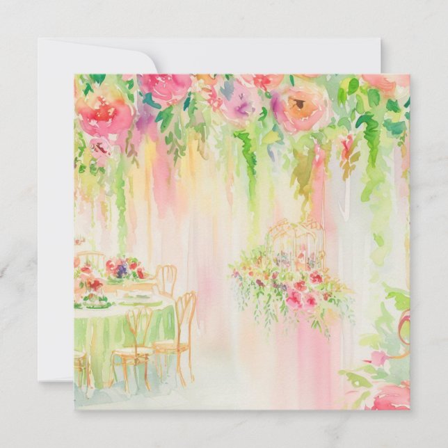 Flower's Delight: Blommigt Harmony, en babyskor Inbjudningar (Framsida)