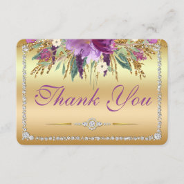 Flowers Diamonds Bröllop Tack Guld Kort