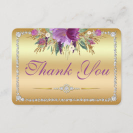 Flowers Diamonds Bröllop Tack Guld Kort