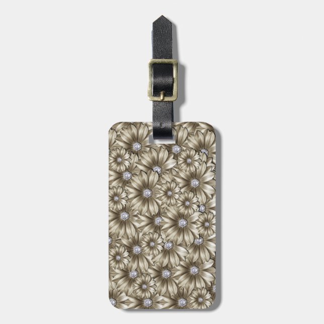 Flowers Diamonds Luggage Tag Bagagebricka (Vertikal Framsida)