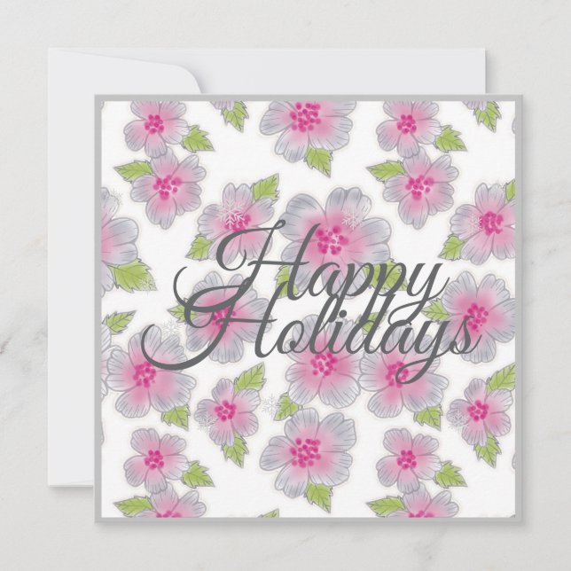 Flowers Elegance Happy Holidays Card Julkort (Framsida)