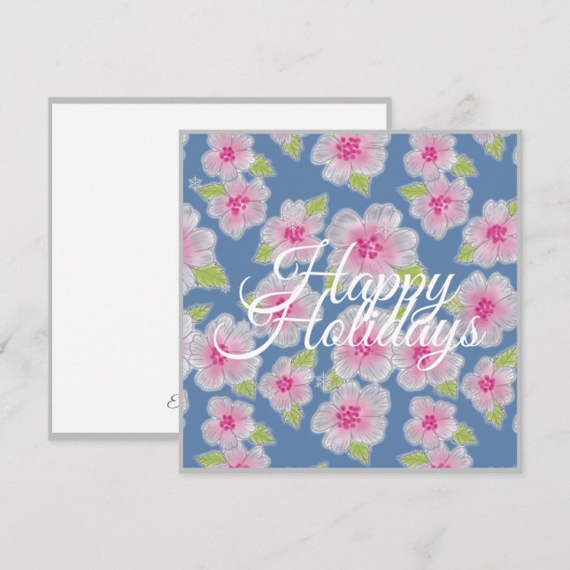 Flowers Elegance Happy Holidays Card Julkort (Fram/baksida)