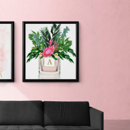 Flowers Elegant Protea Parfym Flaska Monogram Poster