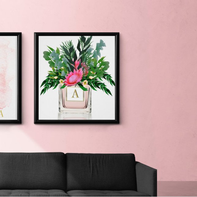 Flowers Elegant Protea Parfym Flaska Monogram Poster (Skapare uppladdad)